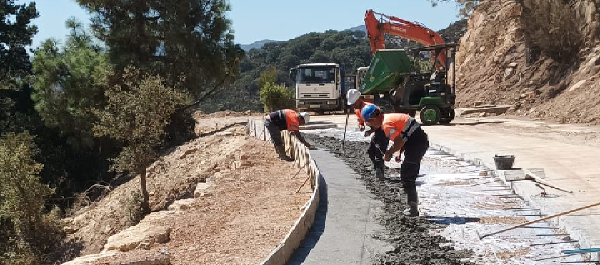 Obreros trabajando en carretera